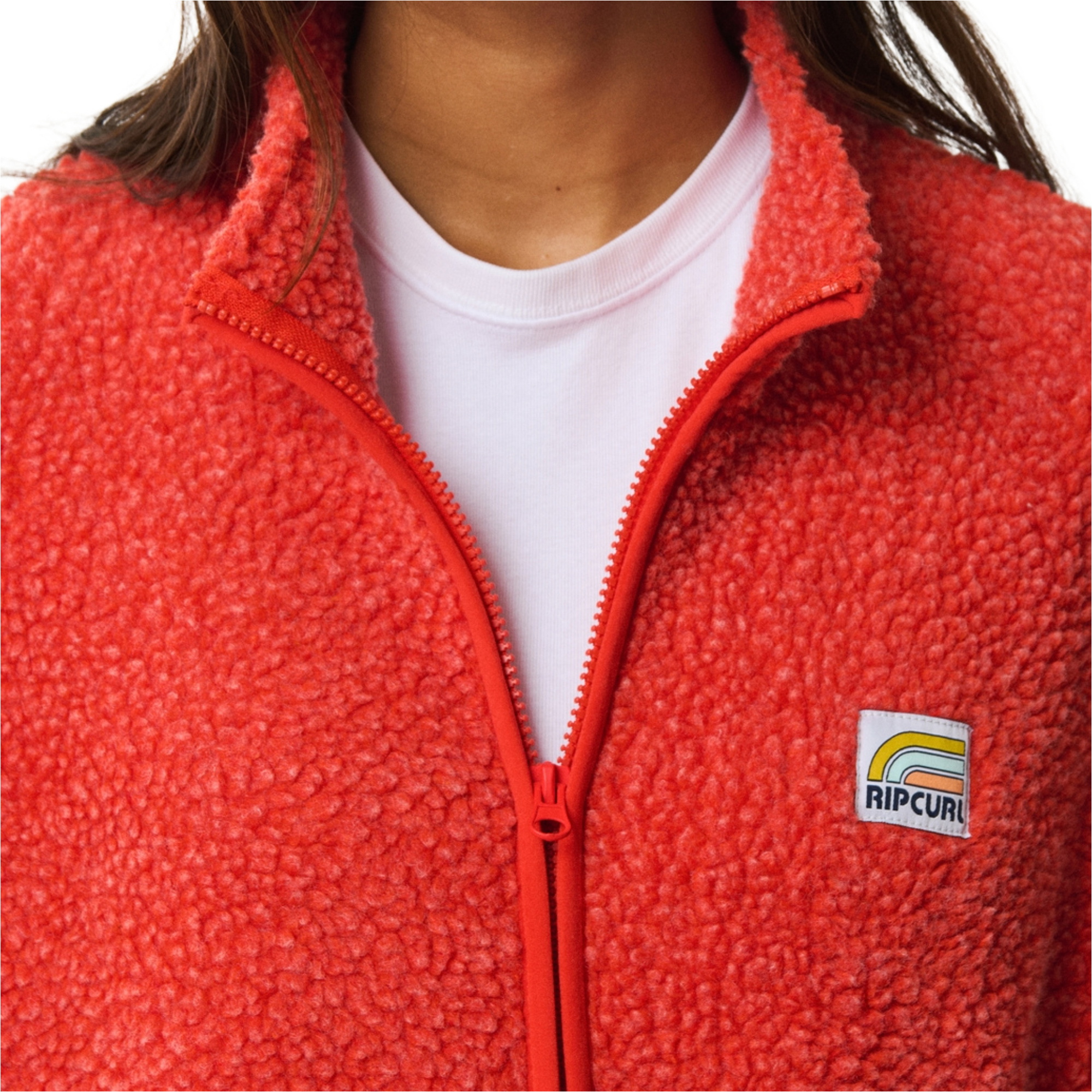 2026 Rip Curl Mulher Todos Os Dias Polar Zip Thru Fleece 0B8WFL - Red